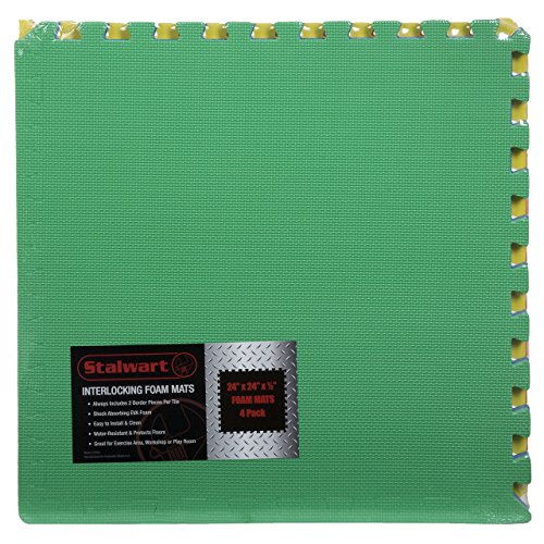 4-Pack Of Interlocking Eva Foam Floor Tiles With Border Pieces - Great For Use As A Play Mat Or Home Exercise Flooring By Stalwart #TOP3