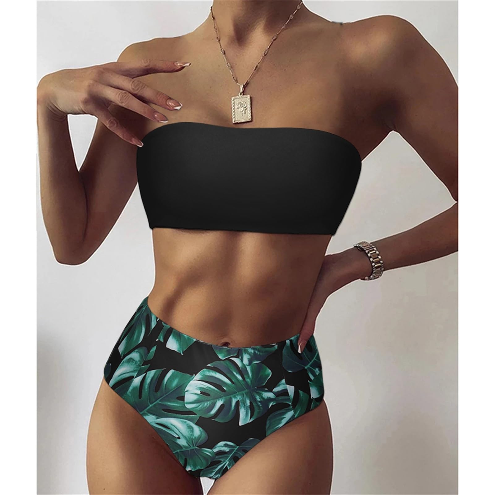 Bikini Sexy da Donna Costume da Bagno A Vita Alta Push Up Beachwear Costumi da Bagno Costumi da Bagno Bikini A Fascia Brasiliano Donna (Color : B3388RG, Size : S)