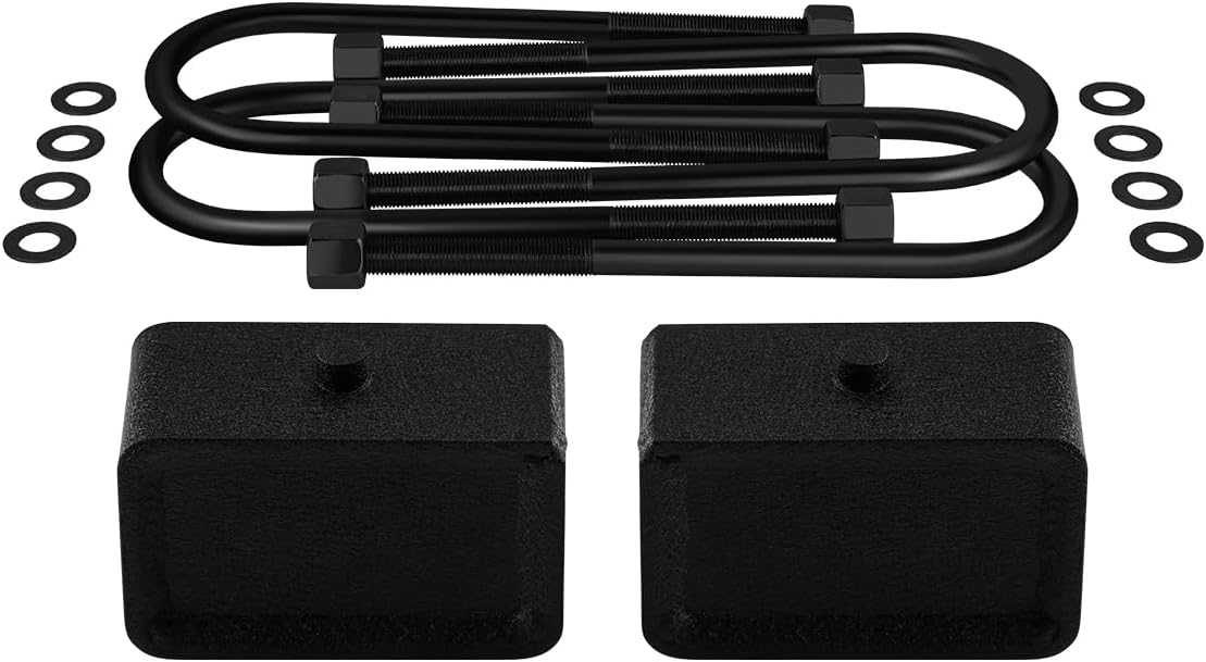 Supreme Suspensions - 3" Rear Leveling Kit for 2002-2008 Dodge Ram 1500 2WD 4WD - Heavy Duty 9/16th Pin Lift Blocks with Round Bend U-Bolts Kit