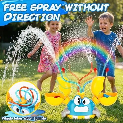 Image of Water Sprinkler for Kids Toddlers, 4 in 1 Crab Sprinklers for Yard with 3 Spray Patterns & 4 Bean Bags for Toss Game, Kids Sprinklers for Outside Backyard, Summer Toys Water Fun for Kids 3 4 5 6 7 8