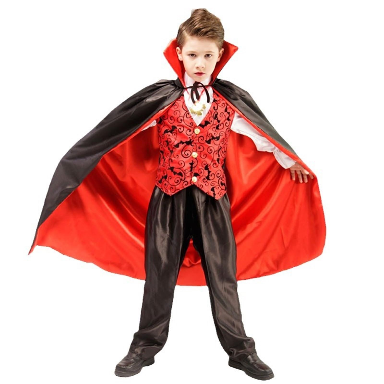 Costume da Vampiro per Bambini Reale per Ragazze Ragazzi Set Deluxe per Halloween Costume Regina Vittoriana Gotica Costumi da Vampiro Gotico Deluxe