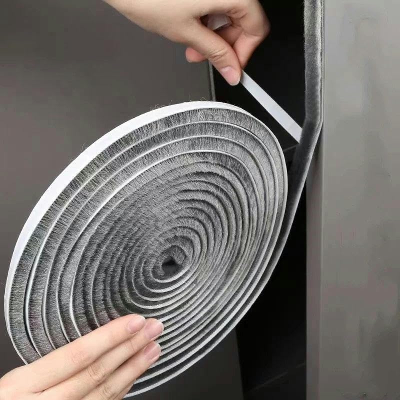 Joint d'étanchéité auto-adhésif en poils de laine pour porte et fenêtre 7/9 x 5 mm 9 mm 12 mm 15 mm 23 mm Gris Blanc Brun-gris