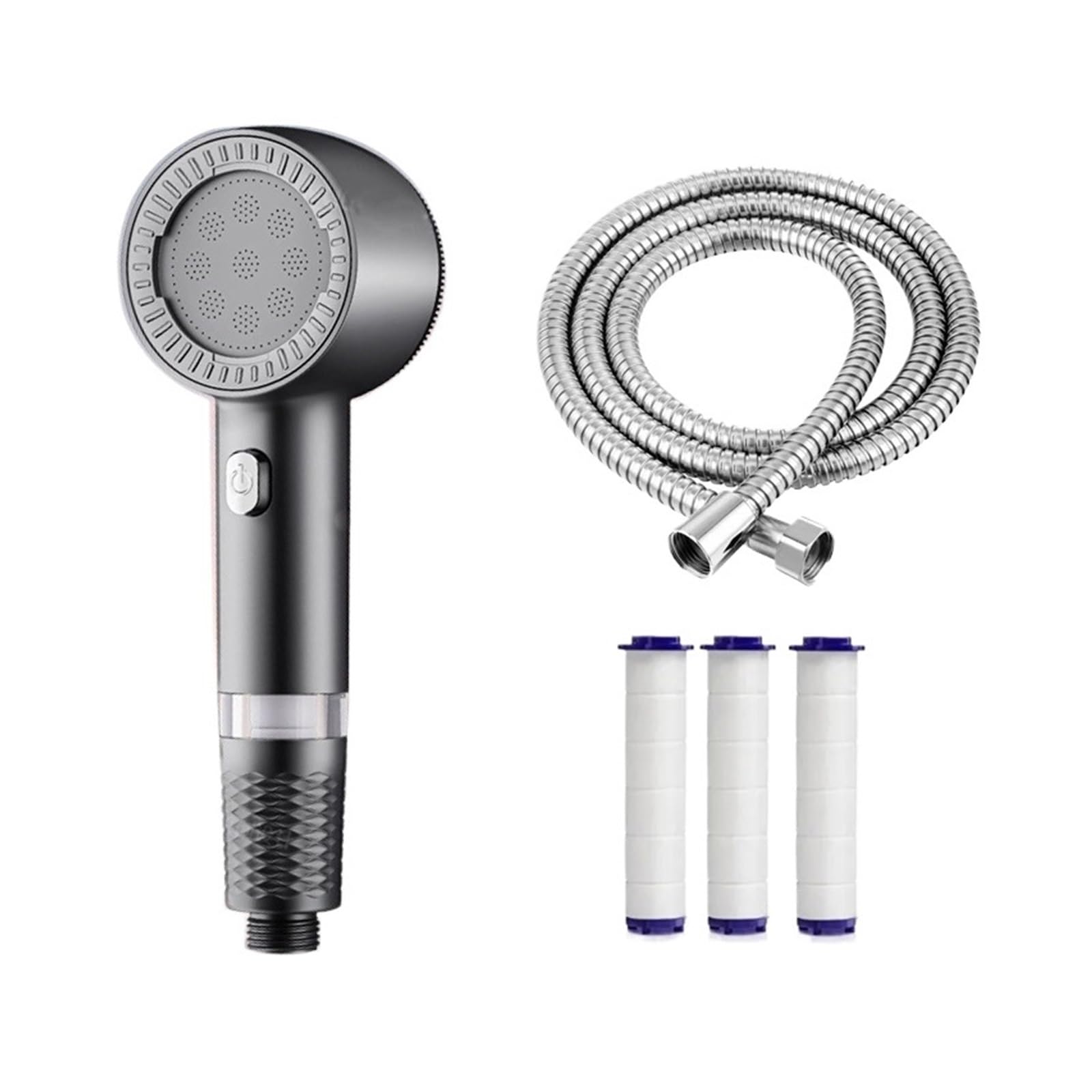 Filter Shower Head Handheld Shower Booster Large Water Outlet Universal Purifier Bathroom Home Shower Head Set(Grey Set)
