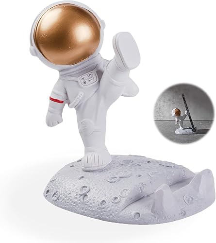 Soporte de teléfono celular astronauta creativo Spaceman para adornos de escritorio, pierna pateada