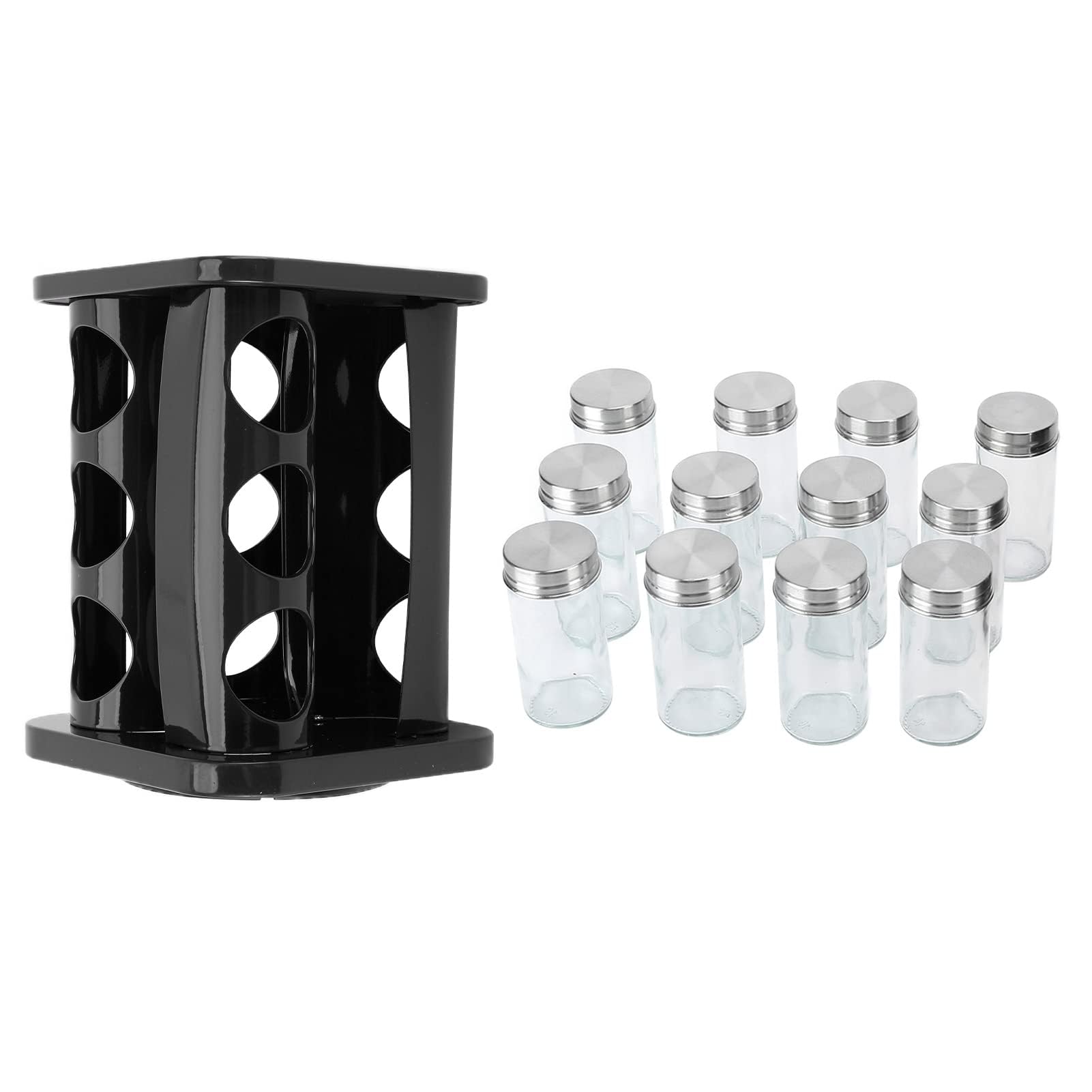 Especiero Giratorio, Especiero Duradero De Acero Inoxidable, Base Estable Conveniente Hermoso Carrusel De Especiero, Para Encimera, Cocina(Negro)