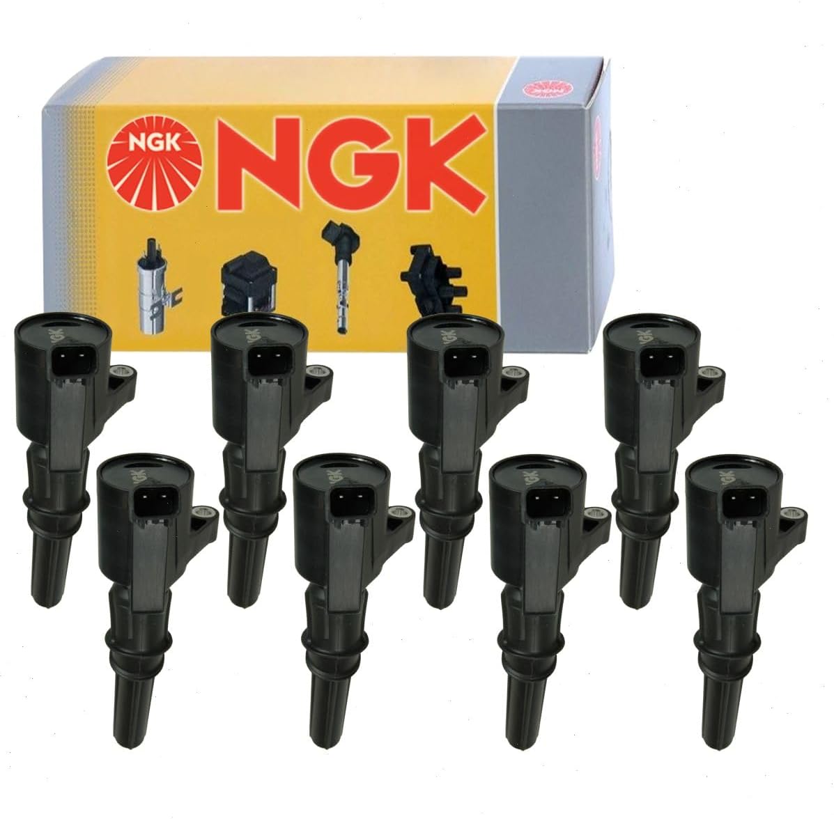 8 pc NGK Ignition Coil compatible with Ford F-150 4.6L 5.4L V8 1997-2010 (Full Shop Pack)