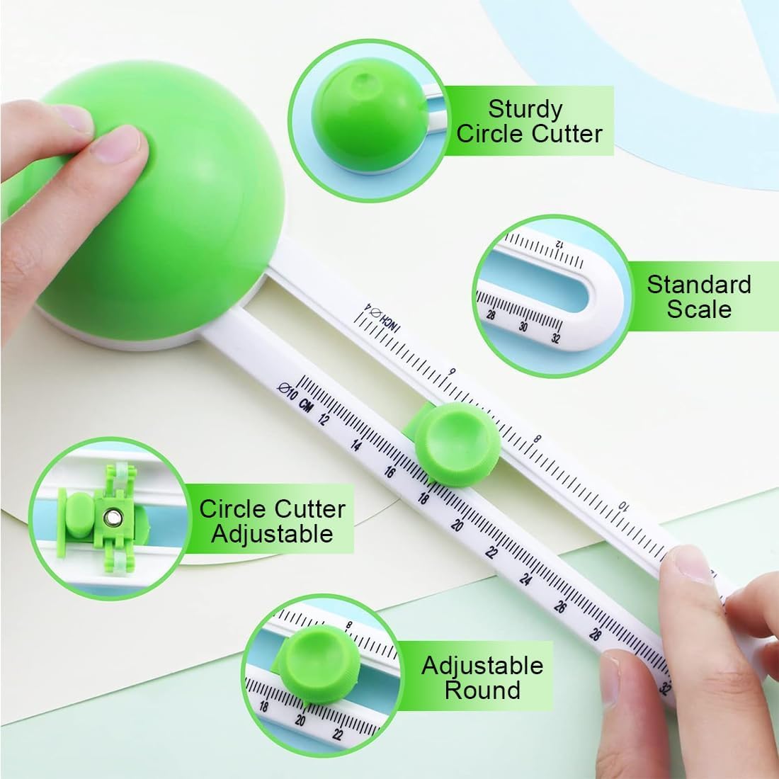 Taglierina Circolare Per Carta Regolabile 4-12 Pollici - Per Scrapbooking, Fai Da Te, Carte - Foto 6