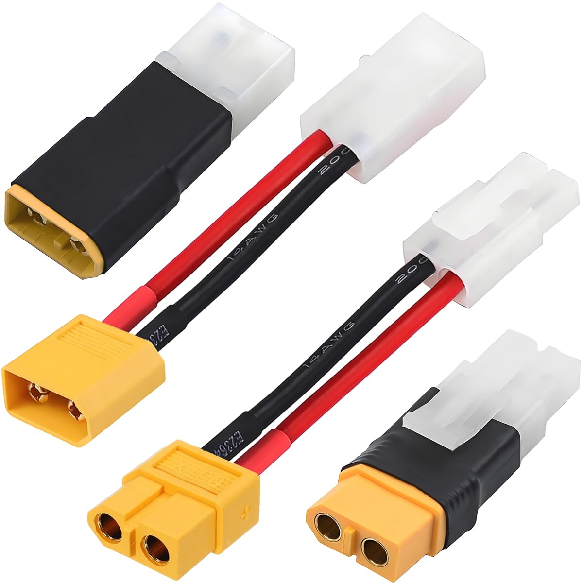 HAAMNING7 2 Pcs XT60 to for Tamiya Connector Cable XT60 to Big for Tamiya Plug Adapter 14AWG Male Female Cable for-RC Lipo Battery Charger RC Car Boat Drone ESC