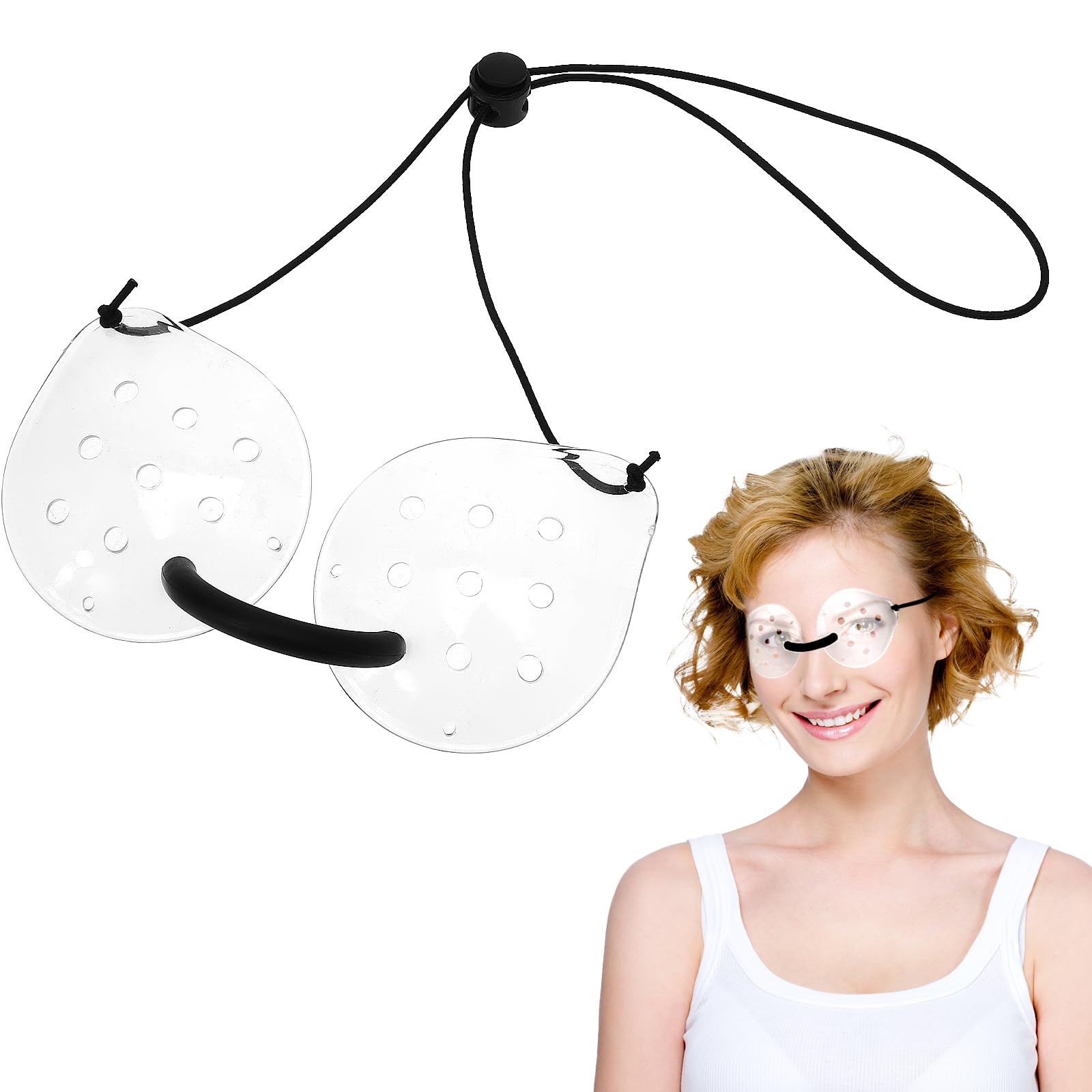 Plastic Eye Shield, 2 Pcs 9-Hole Eye Patches with Adjustable Strap Clear Eye Patch Eye Surgery Covering Breathable Eyepatch After Cataract Surgery Eye Protections for Adults Eye Care Supplies