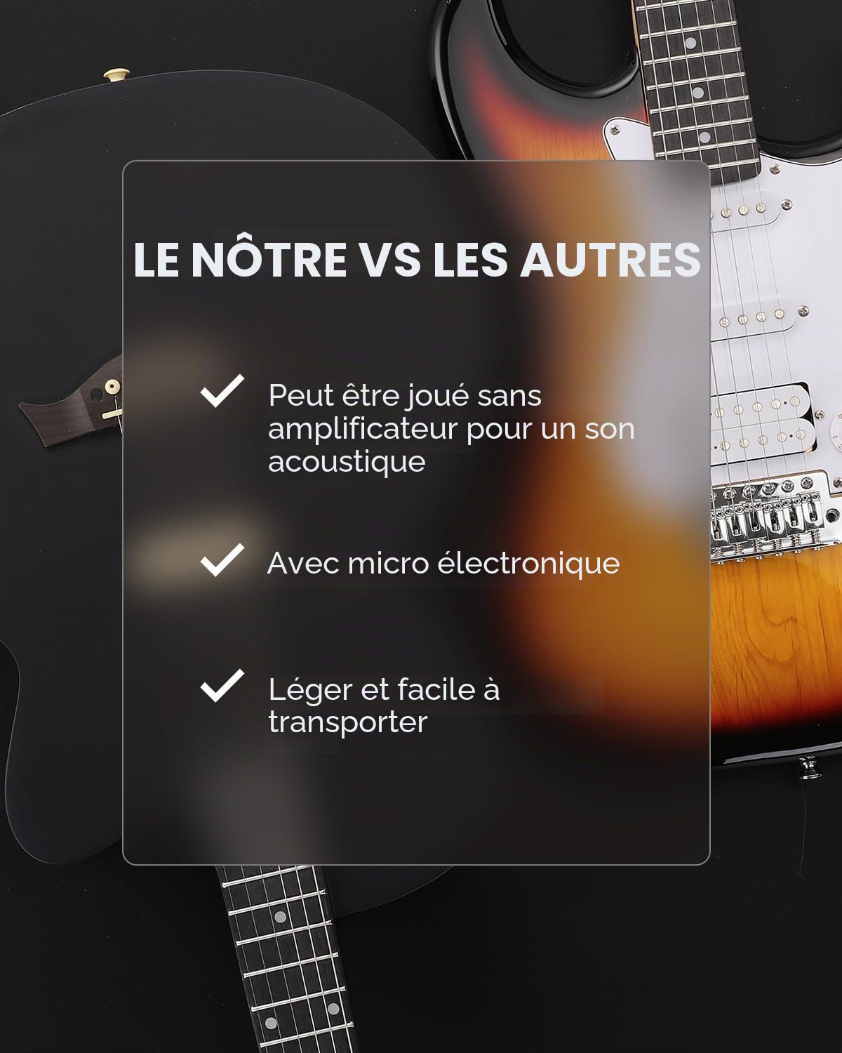 Guitare électro-acoustique Moukey BCC-100 39-inch, pan coupé, micro passif, housse, sangle, médiators, accordeur et capodastre, noire