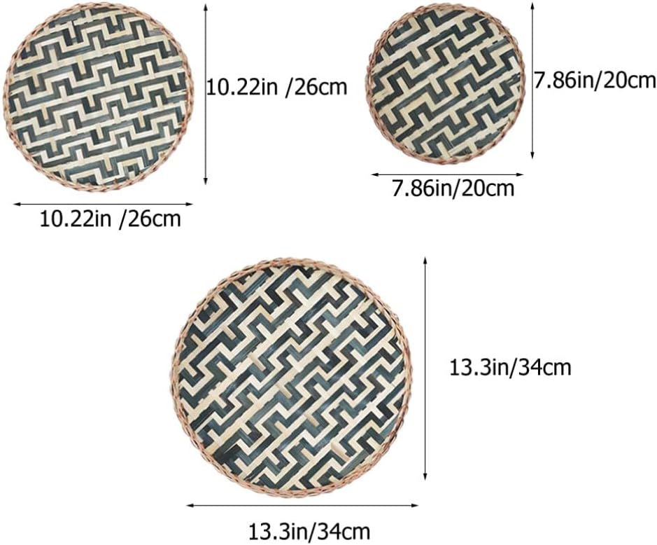 EXCEART 3pcs Woven Wall Basket Set Decorative Hanging Tray for Home Decor Rustic Woven Wall Art for Organizing and Stylish Storage