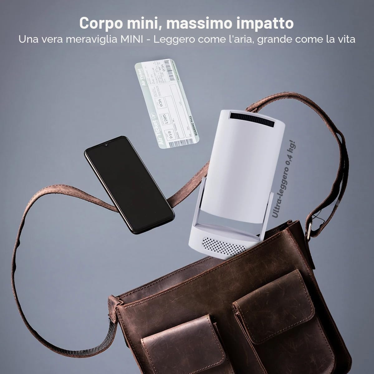 Proiettore 4K portatile, mini proiettore video 1080P FHD compatibile con Android e Netflix, WiFi 6, BT 5.0, rotazione a 180°, videoproiettore con correzione automatica del trapezio