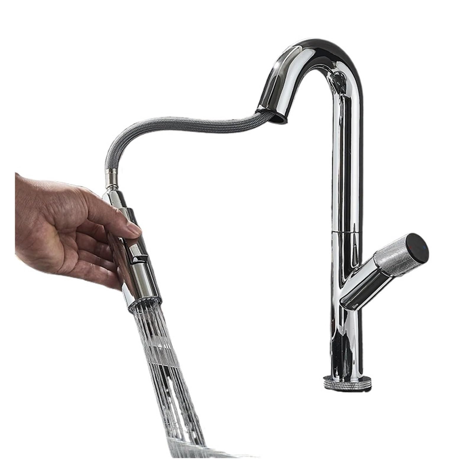 Robinet cuisine extractible chrome pour un nettoyage d'évier facile