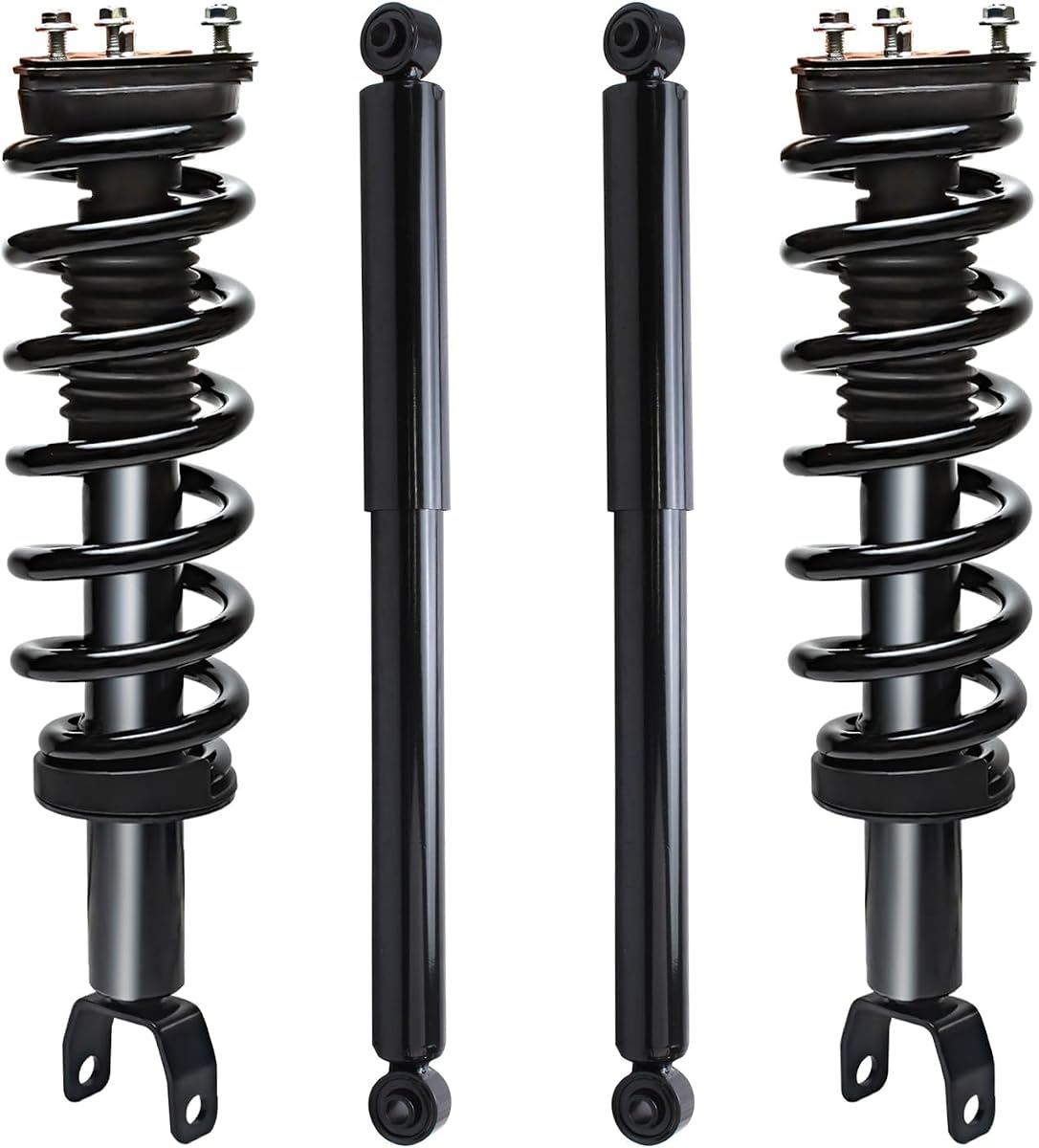 Eje Detroit - Kit de suspensión 4WD para 09-10 Dodge Ram 1500, 11-18 Ram 1500 | Amortiguadores delanteros y amortiguadores traseros de resorte helicoidal 2009 2010 2011 2012 2013 2014 2015 2016 2017 2018 Reemplazo - Juego de 4 piezas