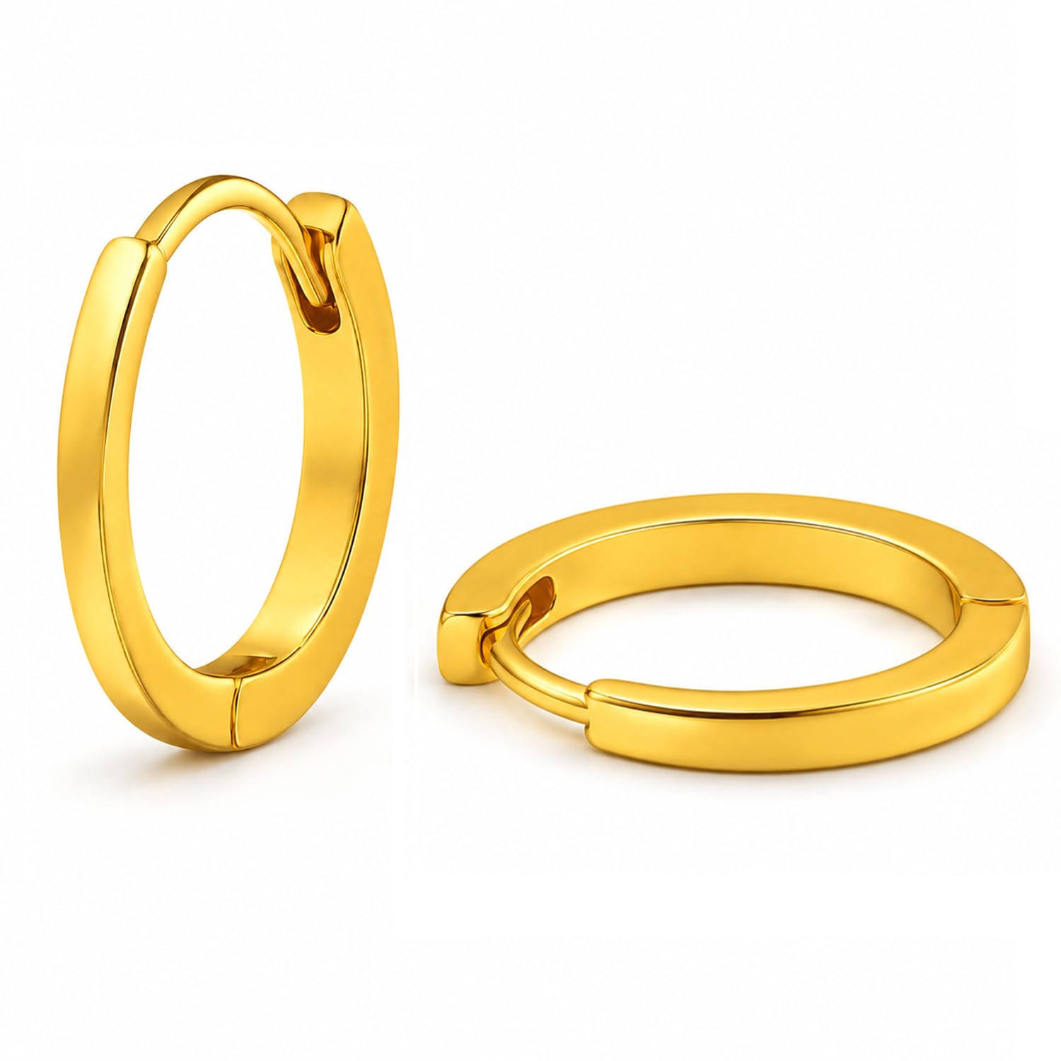FASHIONS 7mm 18K Gold Plated Anti Tarnish Small Round Hoop Huggie Baali Earrings Lightweight Hypoallergenic Kan Ki Bali Ear Hoops Stud Earrings For Womens & Girls-image-37