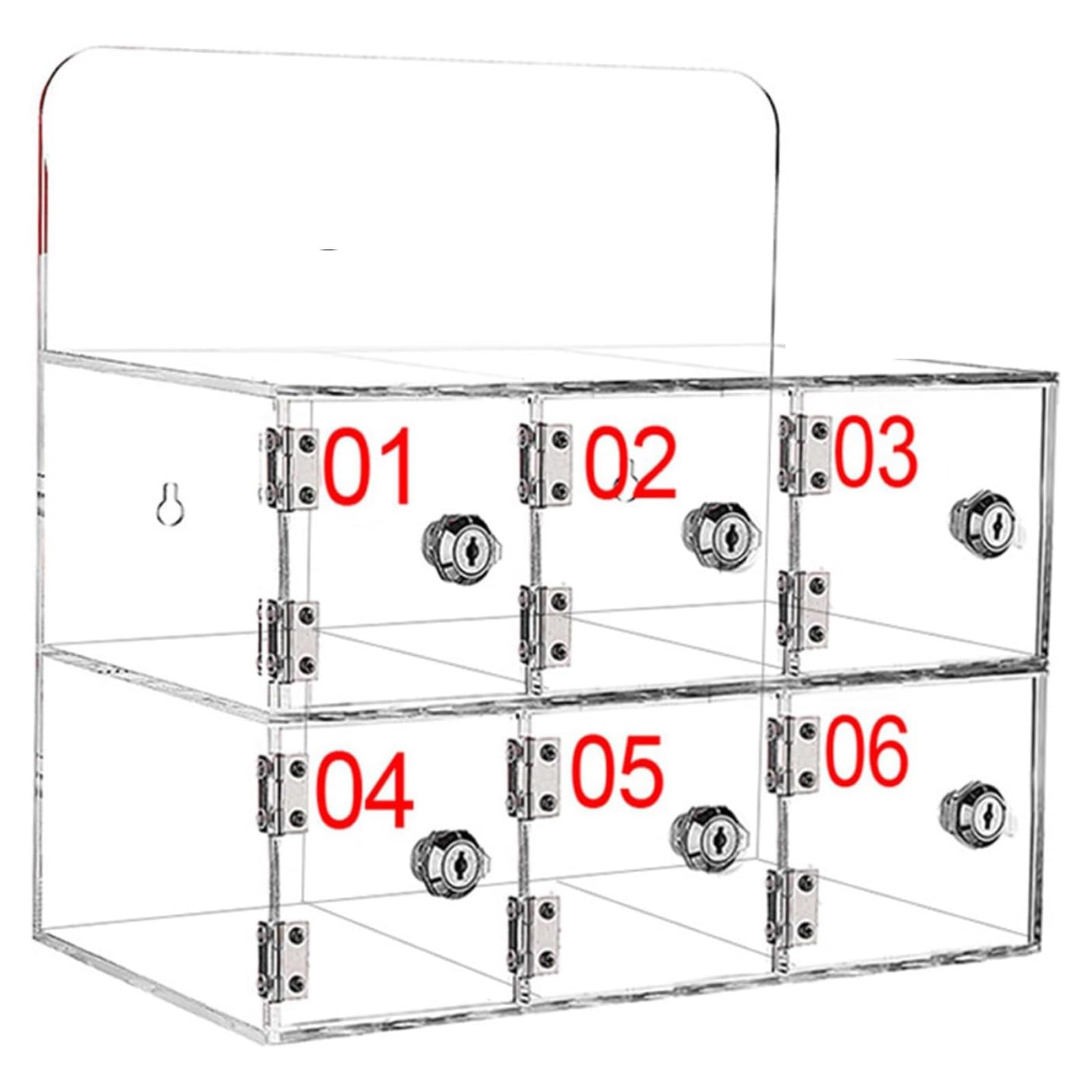 Taquilla de acrílico transparente para teléfonos móviles con 6 puertas y cerradura individual