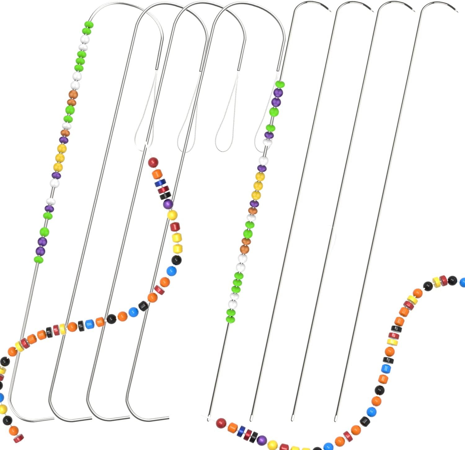 Big Eye Curved Beading Needles, BENBO 8PCS Stainless Curved
