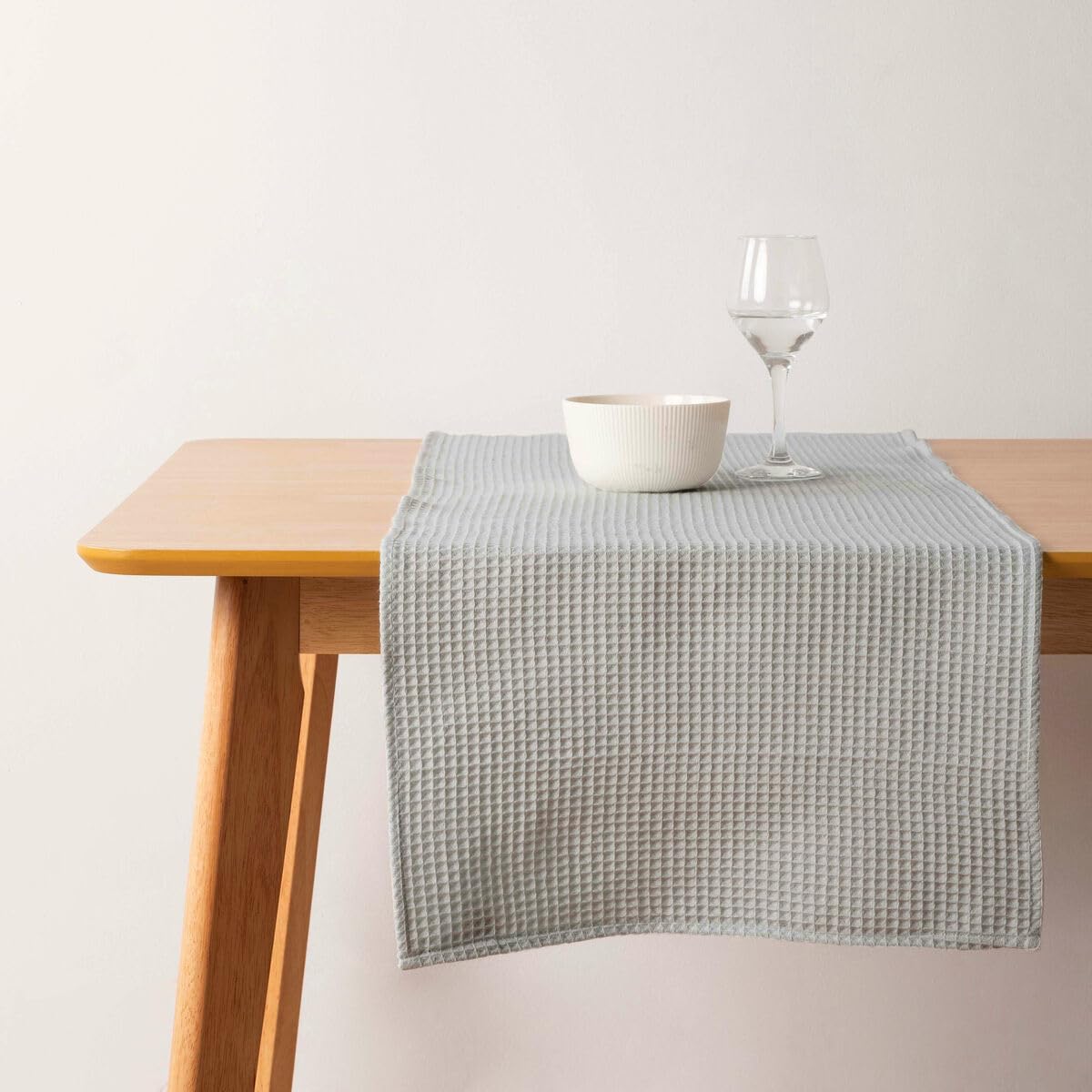 Chemin de table gaufré élégant Muaré gris clair de qualité supérieure 45x140 cm