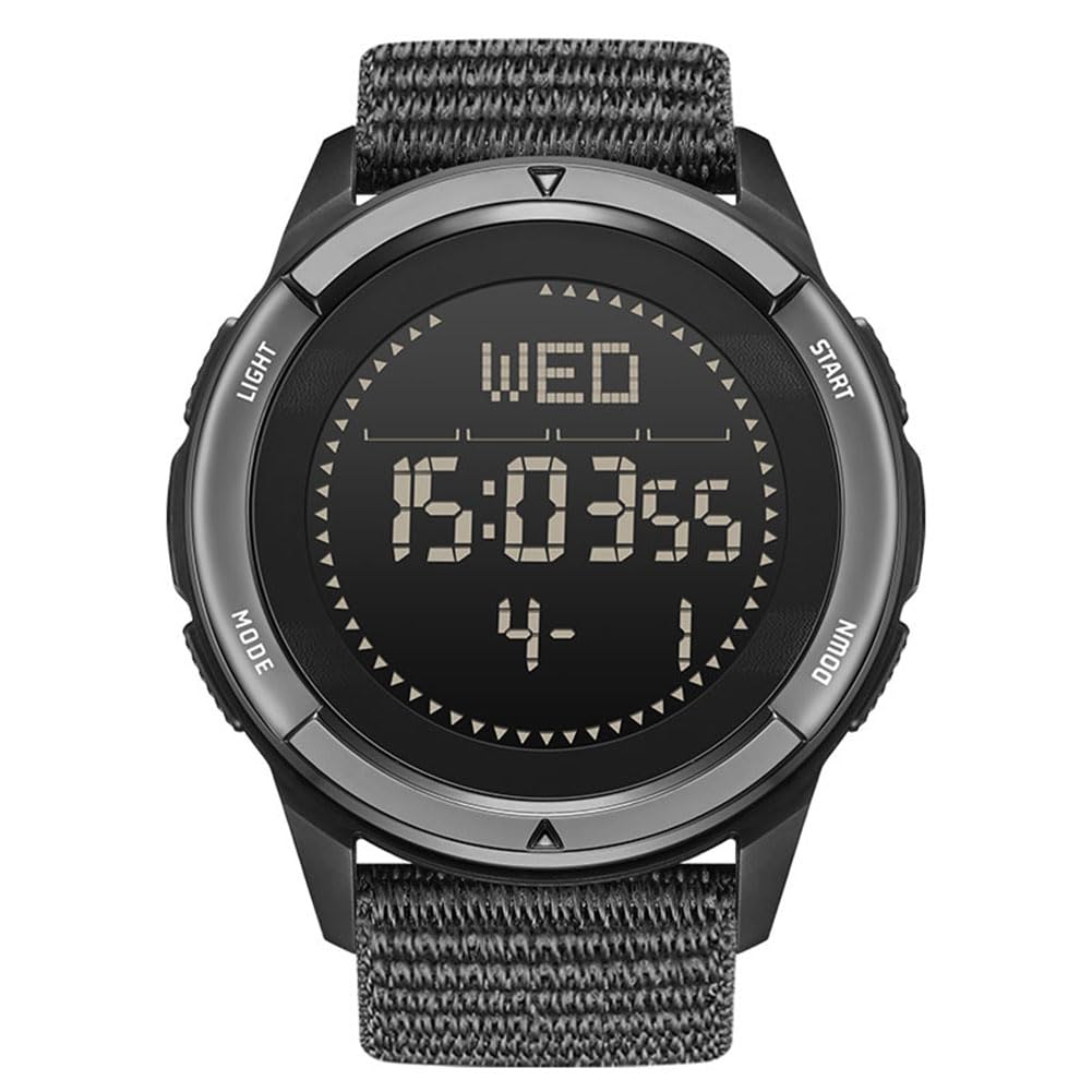 Montre Digitale d'extérieur pour Hommes avec boîtier en Fibre de Carbone Rétro-éclairage par LED Montre Tactique étanche à 50M Montres Militaires Boussole Montre-Bracelet