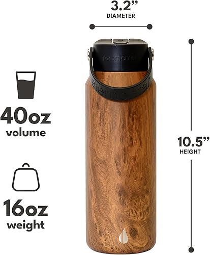 Miniatura 46 de Elemental Botella de agua aislada de 40 onzas con pajilla, botellas de agua con núcleo de acero inoxidable 100% a prueba de fugas para viajes,