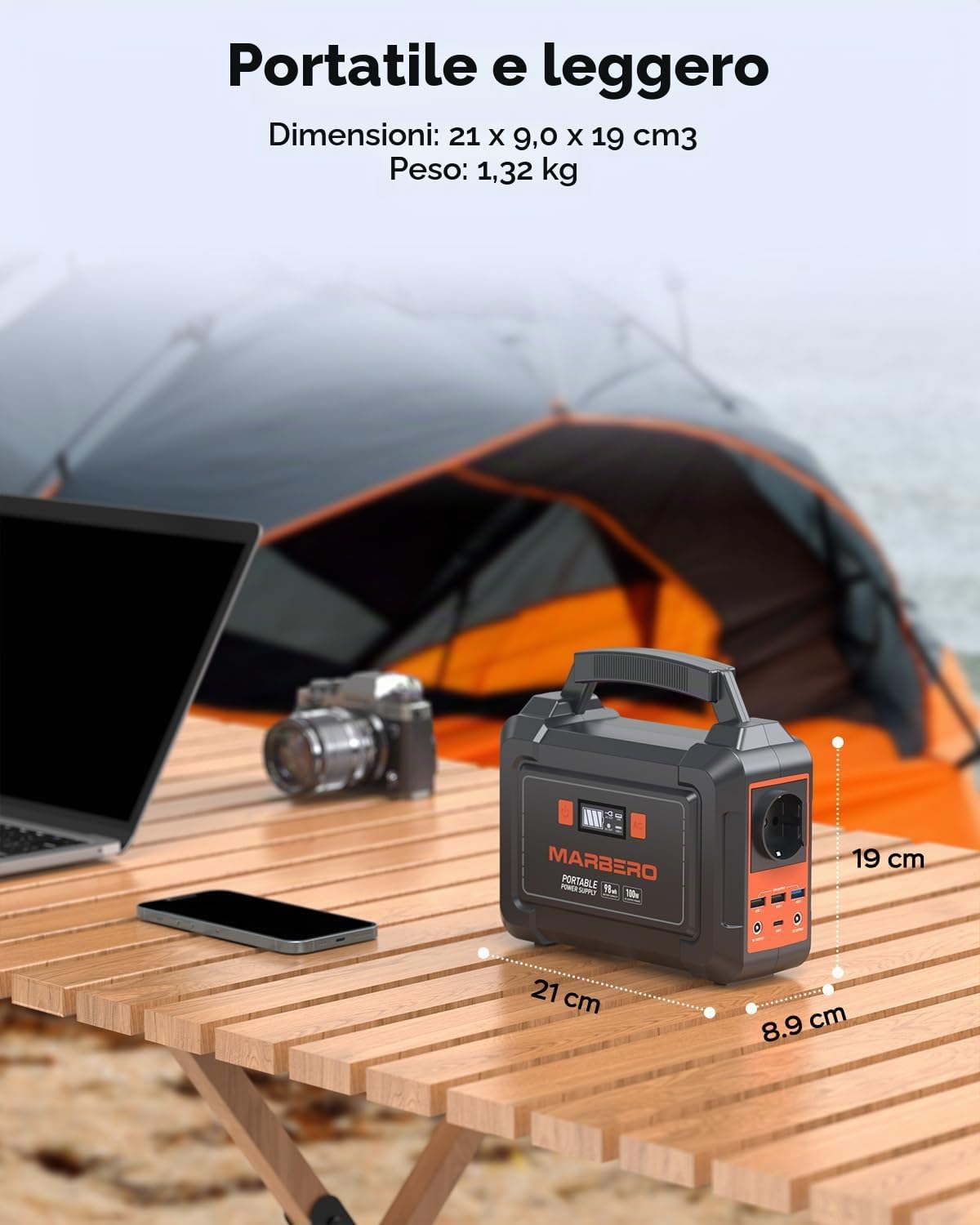 MARBERO 26.400mAh Stazione Elettrica Portatile con Pannello Solare Pieghevole da 30W, Power Bank con Presa AC 150W di Picco, Generatore Solare con Pannello Incluso per Domestico Emergenza Campeggio