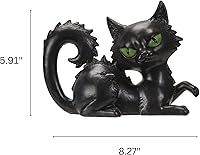 Vista 6 de Pacific Giftware Figura de gato sentado negro, estatua de polirresina coleccionable espeluznante y decoración del hogar, 8.27 x 3.15 x 5.91 pulgadas