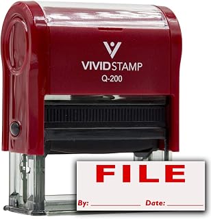 File by Date Self Inking Rubber Stamp (Red Ink) Medium