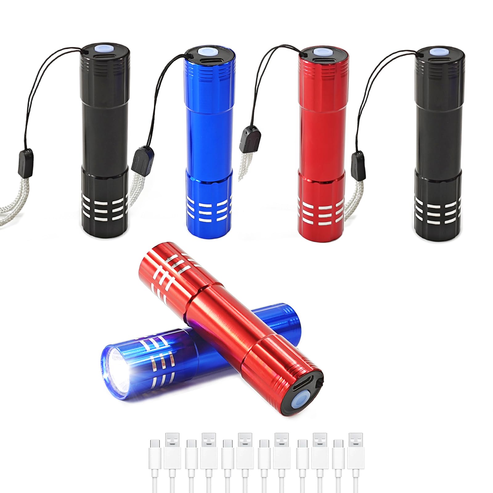 bulk rechargable flashlight Hilngav 6 Pack LED Aluminum Mini Small USB C Rechargeable Flashlights Handheld Small Portable Camping Bright High Lumens EDC Flash Light for Home Emergency Christmas Gifts electric bike tires hour battery runtime blue.dolphin.gold.fish hook Stinger Trolling Colour:Purple Haze