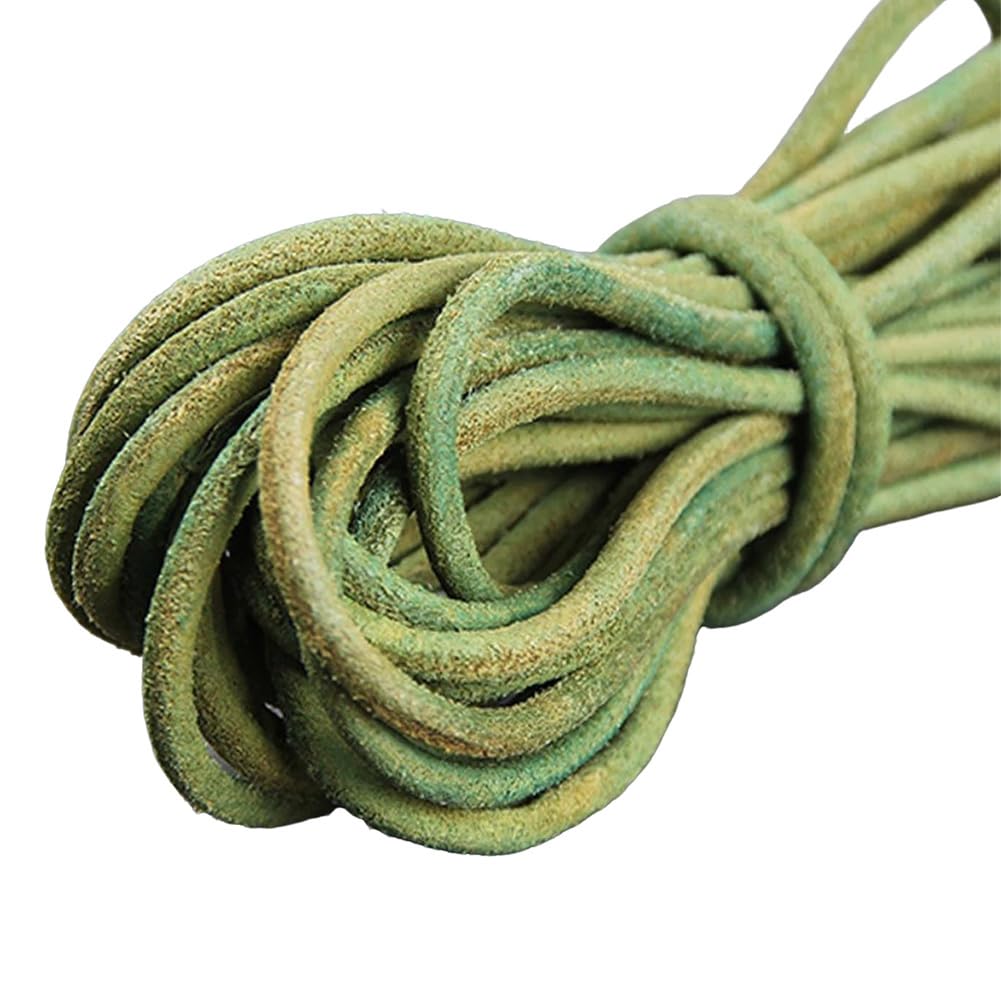 Cordón de piel sintética verde de 2m x 3mm para crear collares y pulseras de bisutería