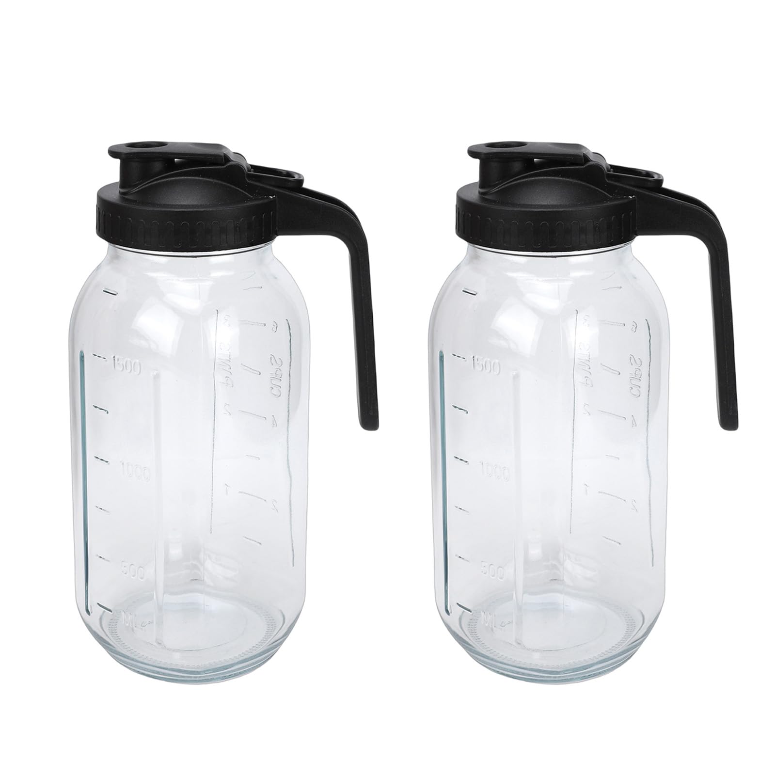 Pichet en Verre avec Couvercle Rabattable, 2 Pièces, Joint d'étanchéité étanche, Bec Large pour thé glacé, Infusion Froide, Jus de thé au Soleil (64 onces)