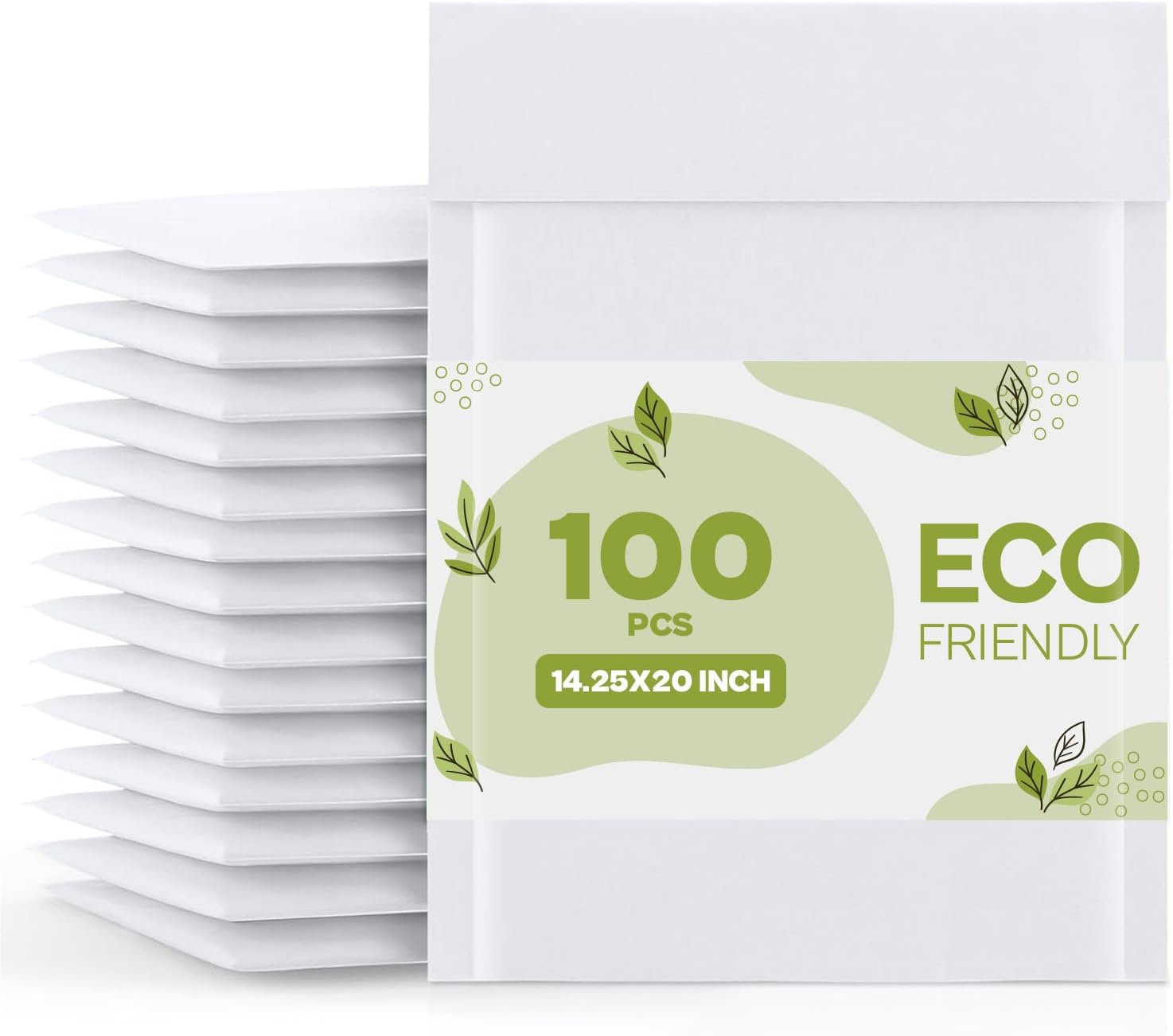 PSBM #7 100 PCS 14.25 x 20 Inch White Kraft Bubble Mailers, Cushion Padded Envelopes, Self-Sealing Peel-Off Strip, Ideal for Shipping CD, DVD, Jewelry, Photos, Magazine, Books, Clothes and More
