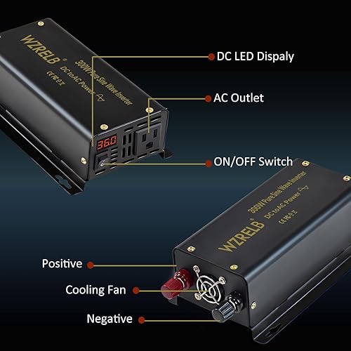 Vista 69 de WZRELB Inversor de energía solar de onda sinusoidal pura de 1500W 12V 120V con interruptor de control remoto