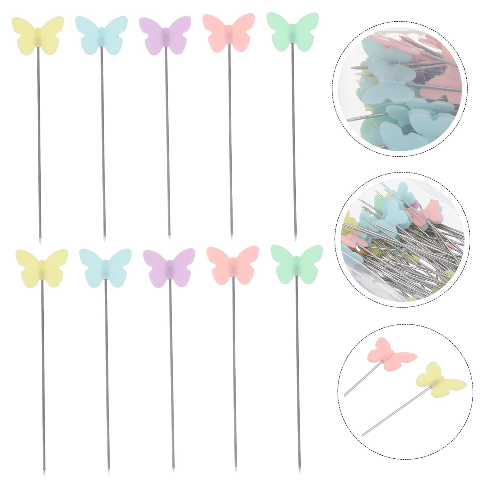 Housoutil 100pcs Plastic Steel Wire Butterfly Pins Sewing Pins for Decorative Crafts Embroidery DIY Projects