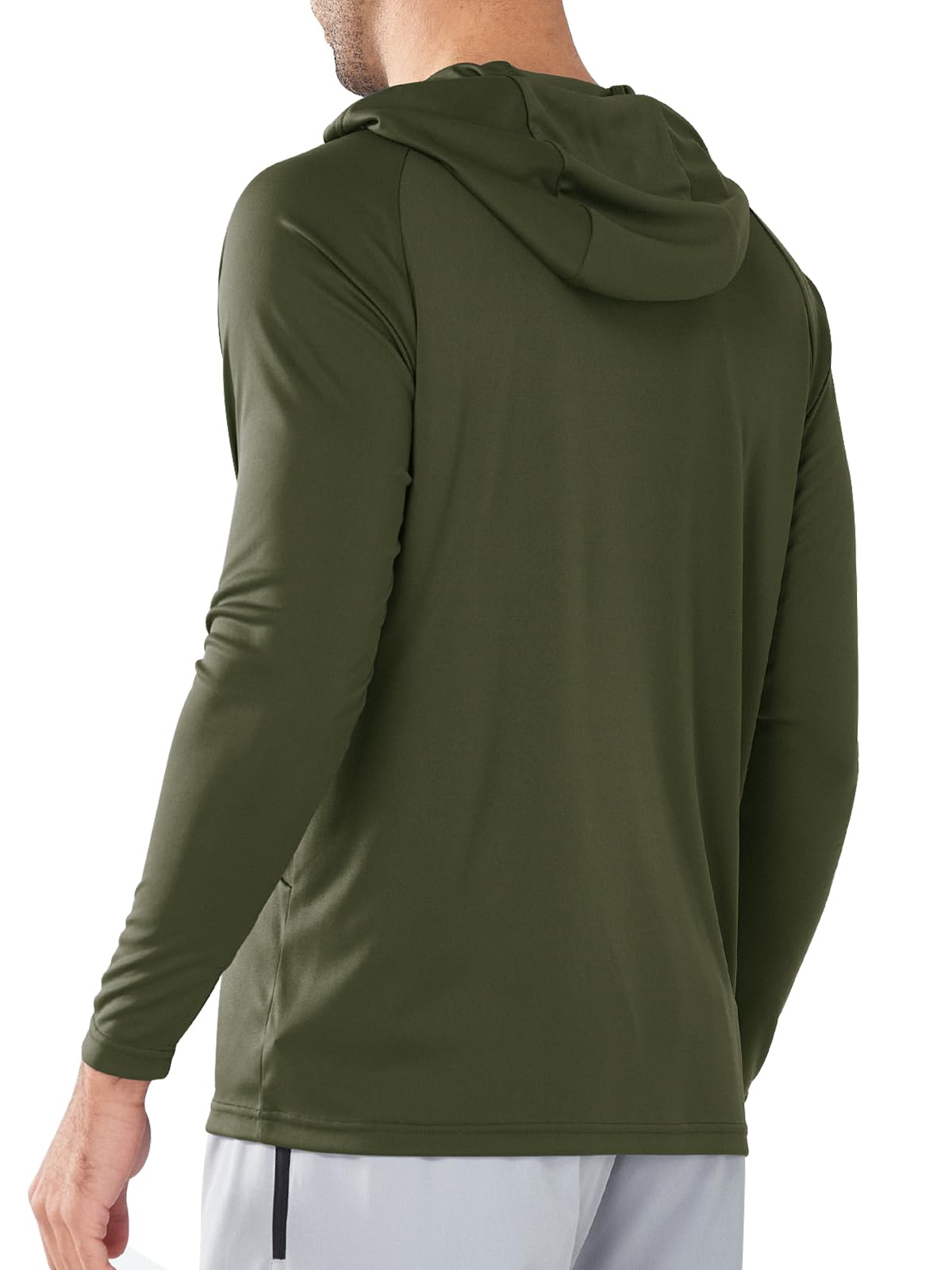NORTHYARD Sudadera con Capucha UPF 50+ para Hombre, Camiseta de protección Solar de Manga Larga, protección Solar, protección UV, para Correr, Senderismo, Pesca, Verde Armada (Armygreen), Small