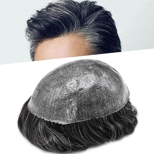 Miniatura 7 de Sistema de reemplazo de cabello humano Toupee para hombre, sistemas de cabello de piel fina de poliéster completo, piezas para hombres, prótesis de