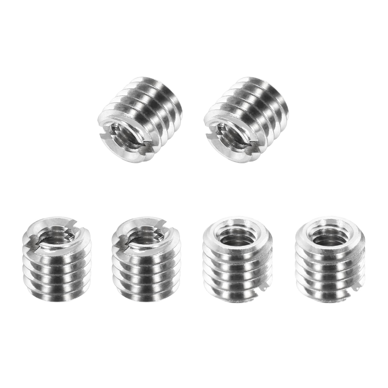 sourcing map 6Pcs 316 Stainless Steel Thread Reducing Nuts, M5x0.8 Male to M3x0.5 Female 4mm Long Metric Repairing Insert Nut Screw Threaded Adapters Sleeve Reducer Conversion Fastener โ image 1