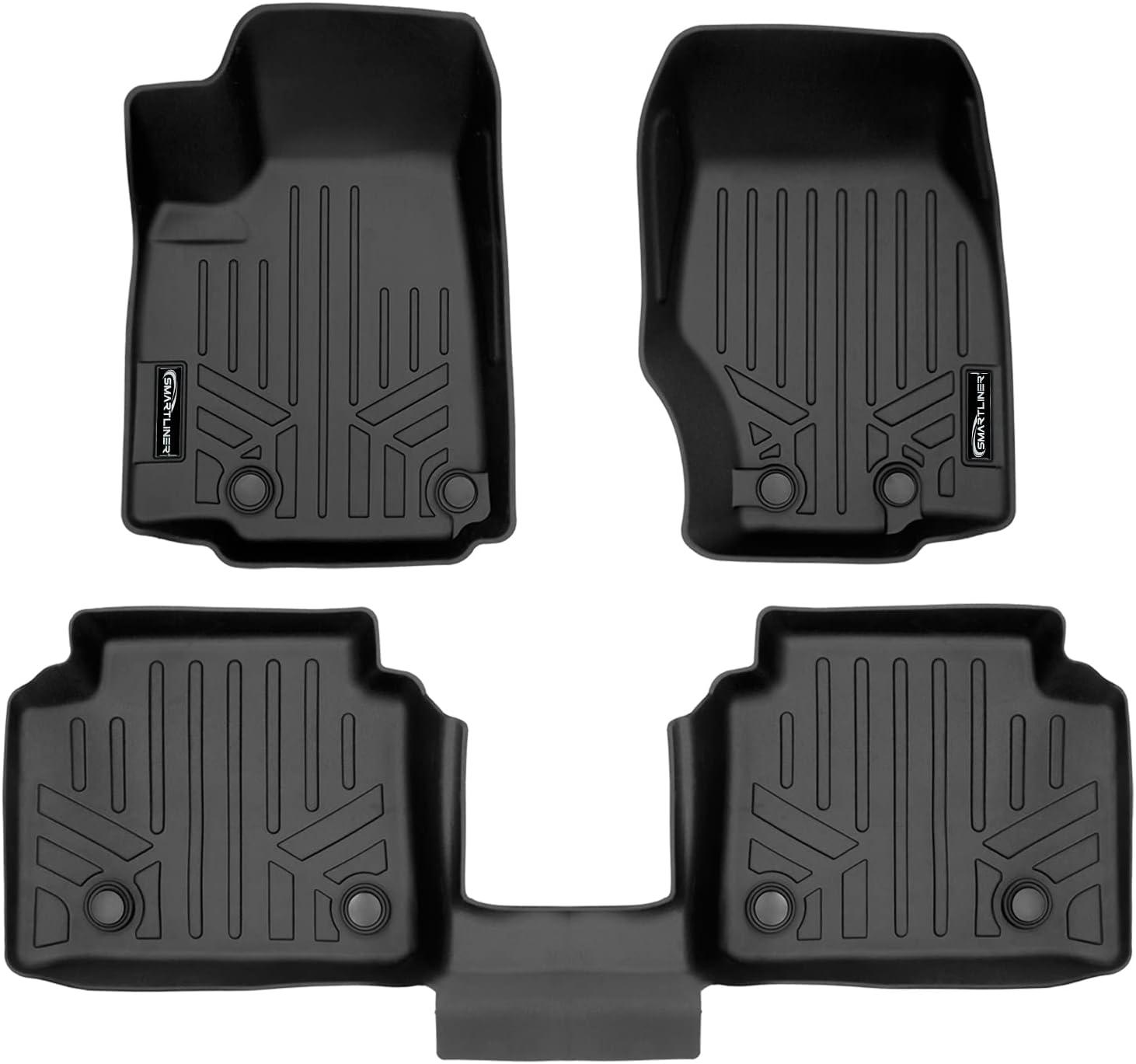 SMARTLINER All Weather Custom Fit Black 2 Row Floor Mat Liner Set Compatible with 2021-2023 Jeep Grand Cherokee L (Only Fits 6 Passenger Models Without 2nd Row Center Console)