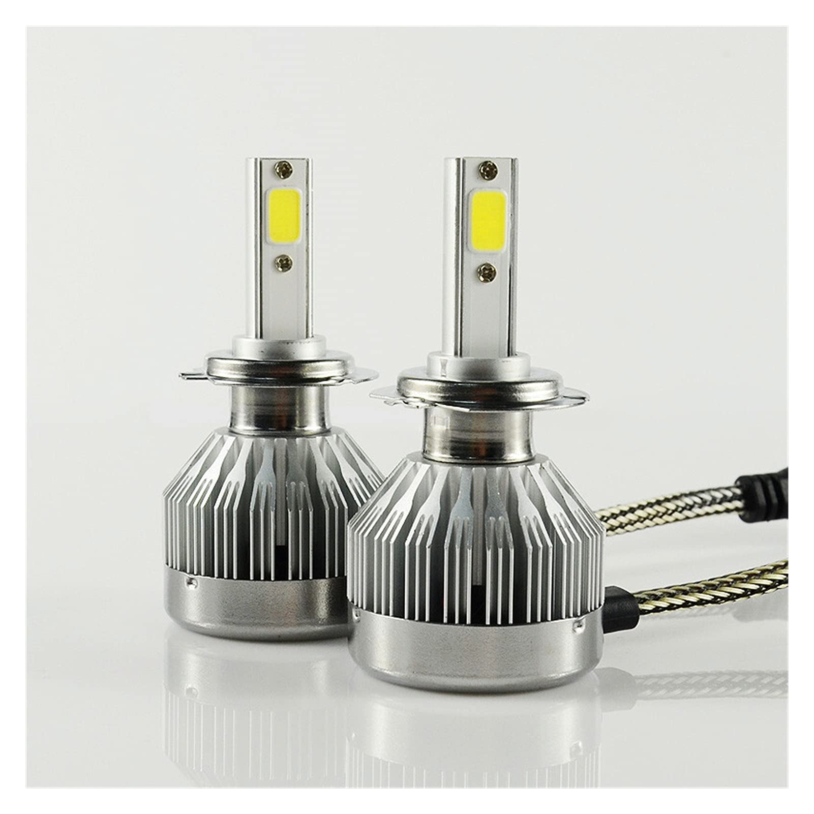 fari a LED Fari dell'automobile Fanale Fendinebbia LED Tutto in Uno Bianco Bulbs Bianchi Bianchi per Automotive 2 PCS H7 60W 6000LM COB Lampadina a LED