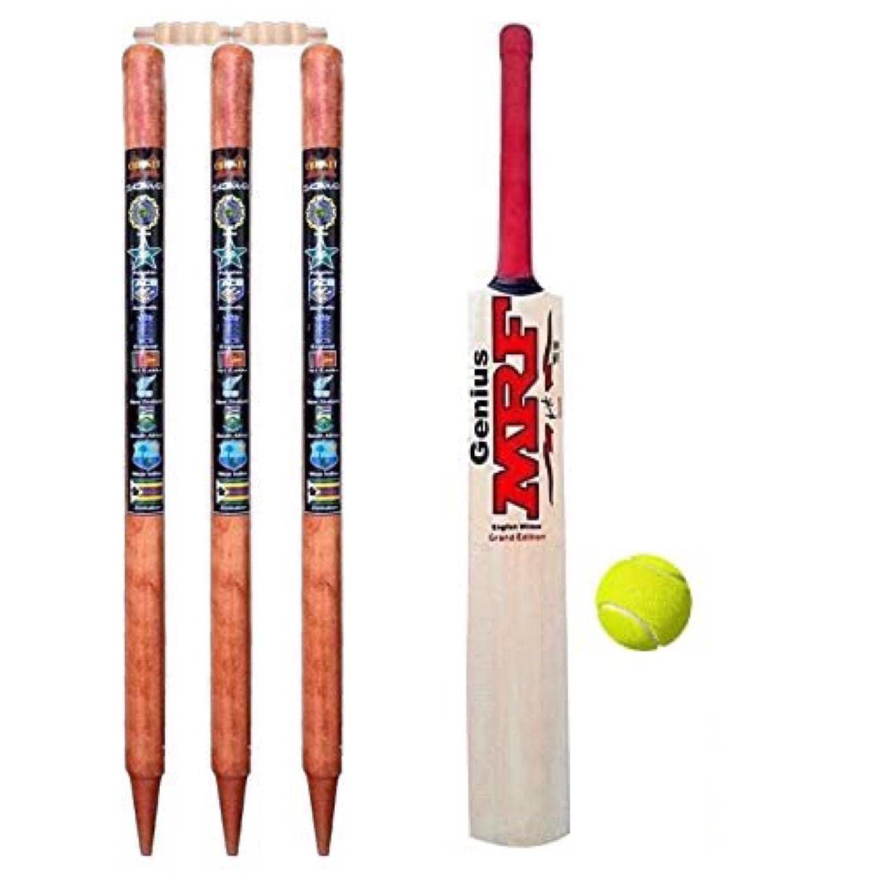 Rishabh Enterprise Virat Kohli Popular Willow Wooden Cricket Bat Size-6 for Boys Above 12-15 Years (1 Bat+1 Ball + Stump Set (3 Stump+2 Bails))