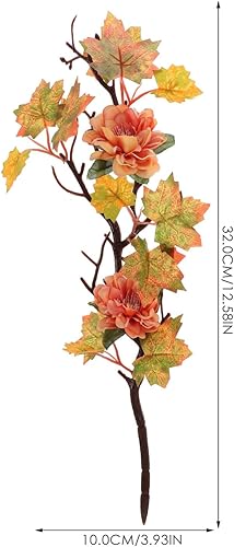 Miniatura 7 de Toyvian Hojas de arce artificiales, ramas, 2 piezas, decoración de otoño, tallos de hojas de arce artificiales, flores de hojas de arce vívidas,