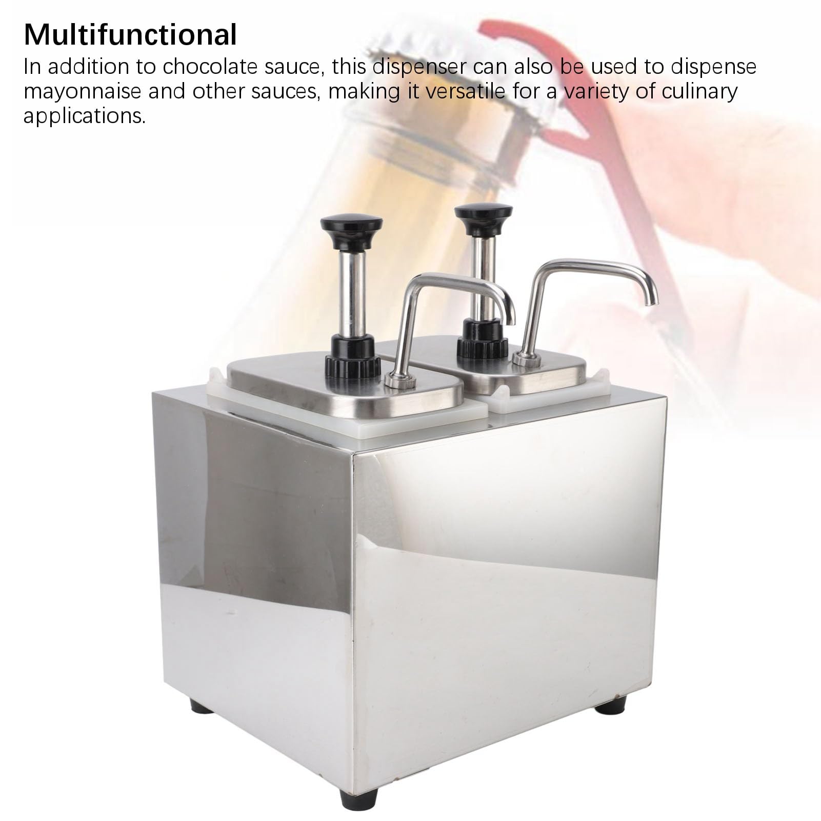 Dispensador Eléctrico de Queso Nacho con Bomba, Máquina de Queso, Calentador de de Doble Cabezal, Acero Inoxidable, Resistente Al óxido, Mantiene una Temperatura óptima,
