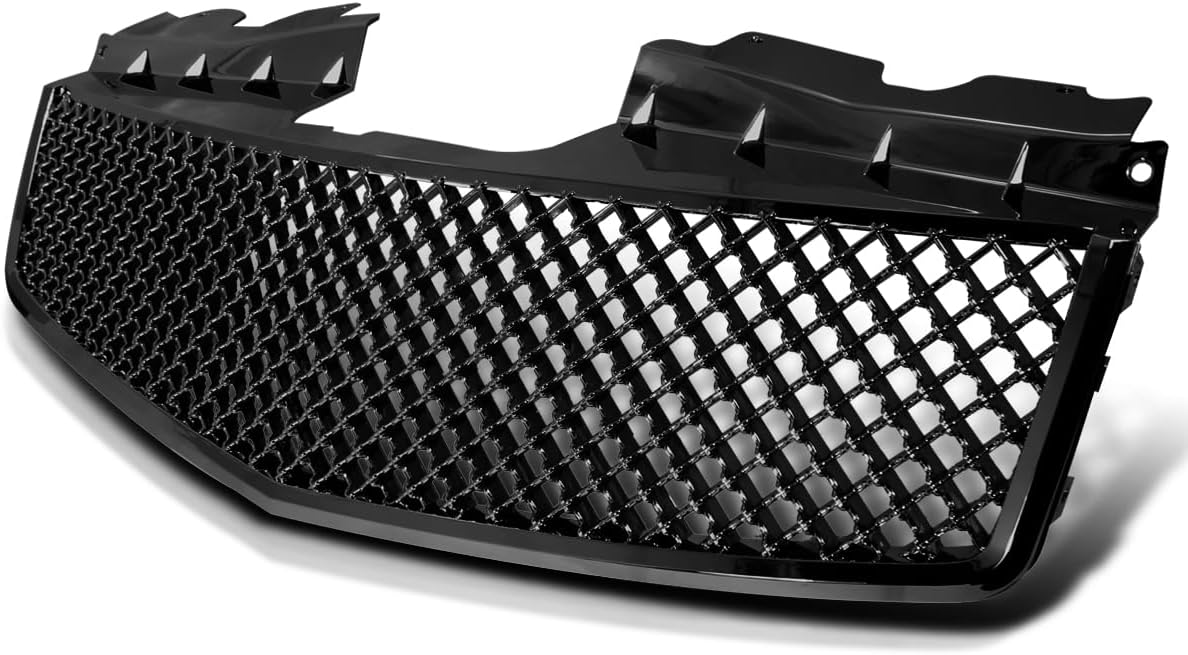 Front Mesh Grill Hood Grille Glossy Black Compatible with 2003-2007 Cadillac Cts/Cts V 2003-2007