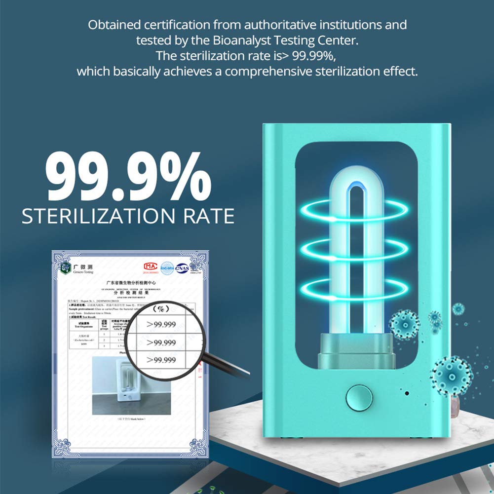 Lámpara UV recargable USB, sensor de movimiento PIR UVC esterilizador ultravioleta portátil del hogar llevaron la luz para Cuidados en el hogar Iluminación de interior,Azul