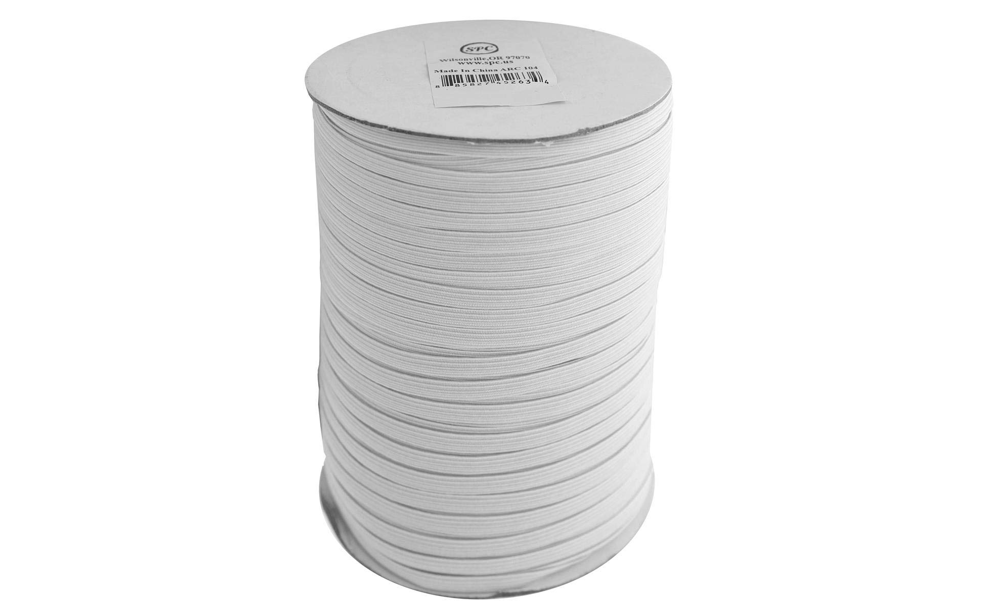 SPC Elastic Flat Braid 6mm 200yd White