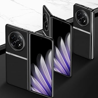 QUIETIP Case Compatible with Oppo Find N5,Slim Shockproof Metal Lens Protective Hard Cover,Black