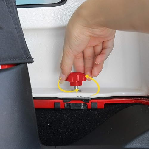 Miniatura 4 de JeCar Kit de 8 perillas en T de extracción rápida con parte superior dura, color rojo, compatible con Jeep Wrangler 2007-2024 JK JKU JL JLU Sports