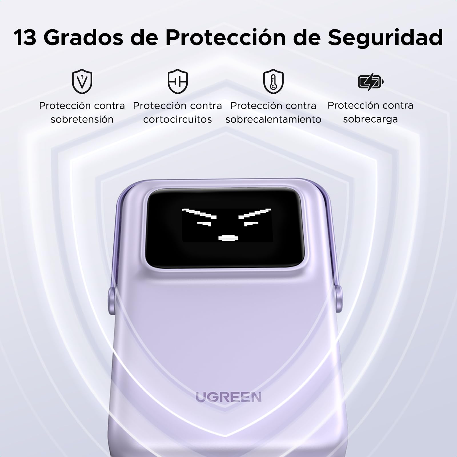 UGREEN Uno Power Bank Magnético 5000mAh, Cargador Portátil PD 20W, Batería Externa Inalámbrica con Pantalla y Soporte, Compatible con iPhone 16/15/14/13/12 Mini Plus Pro MAX (Púrpura)