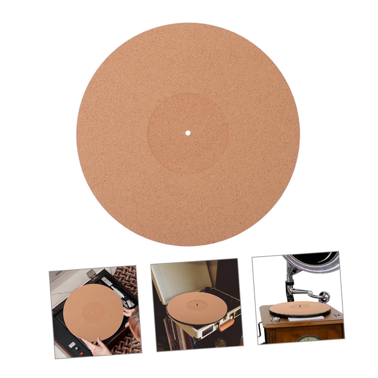 Holibanna Turntable Cork Mat 2pcs Vinyl Record Mat Record Player Anti-vibration Pad Protective