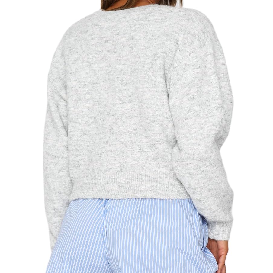 Image of Muineobuka Women Knit Cropped Cardigan Tops Long Sleeve Button Down Lightweight Bolero Sweater Tops, X-Large