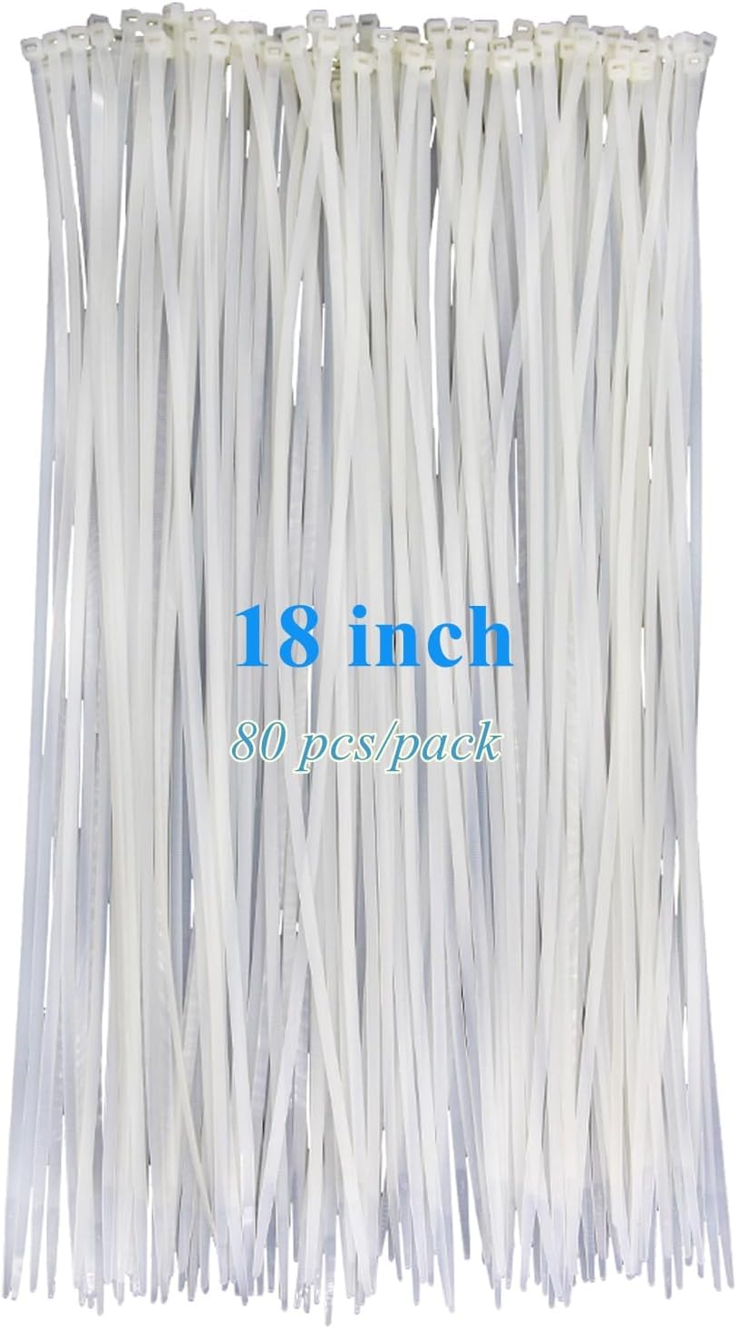 White Clear Zip Ties 18 inch Large Cable Ties Wraps 80